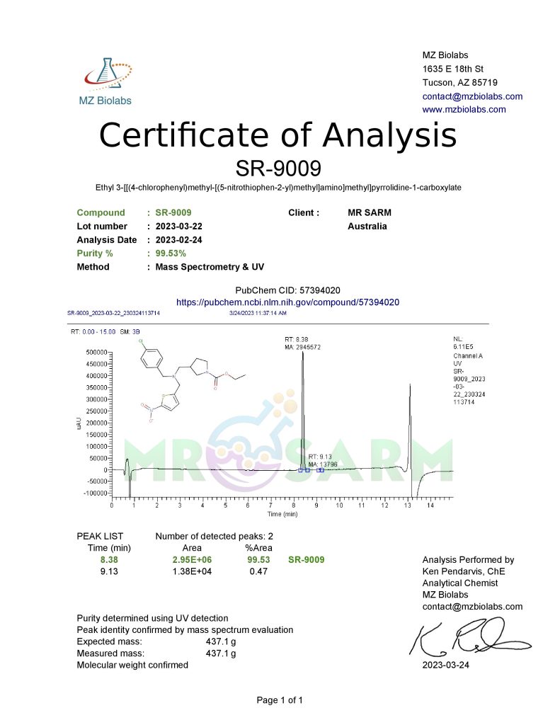 mr sarm australia COA SR 9009 2023 03 24 page 001