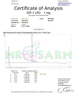 mr sarm australia COA IGF 1 LR3 1mg 2024 04 26 page 001